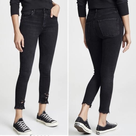 Agolde Sophie Skinny High Rise Crop Black Stretchy Jeans size 28 - Picture 1 of 8